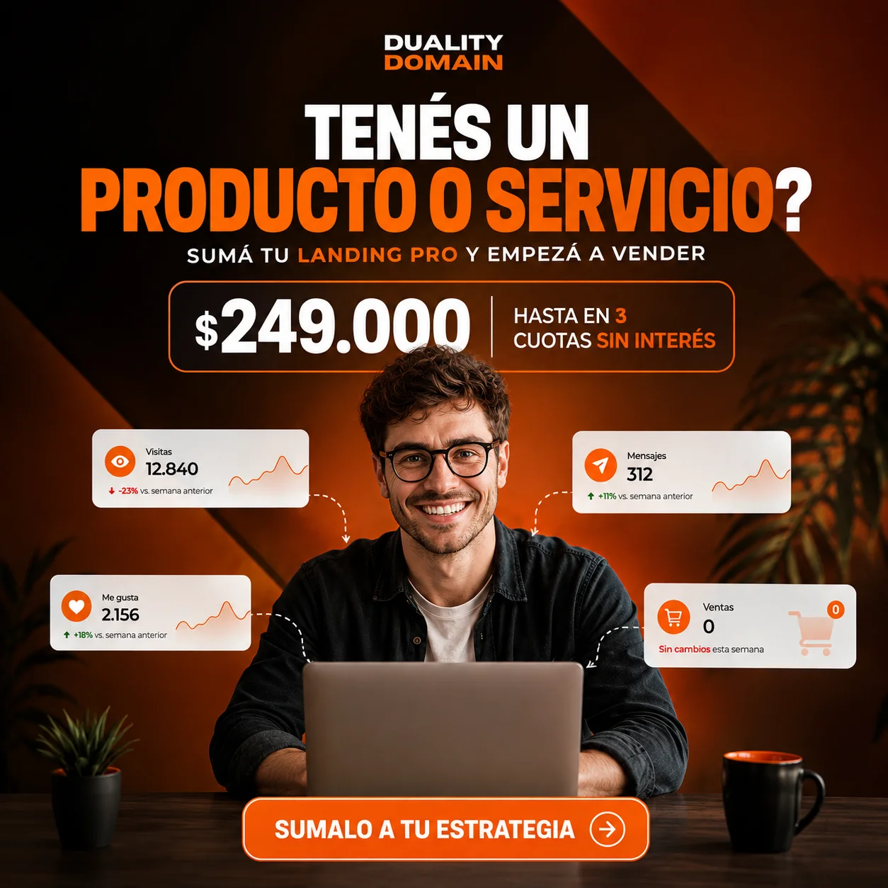 Tenés un producto o servicio? Sumá tu Landing Pro y empezá a vender. $249.000 hasta en 3 cuotas sin interés. Duality Domain.